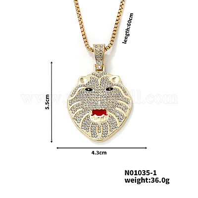 Винтажные ожерелья с подвеской в виде головы волка из сплава со стразами SF9702-1-1