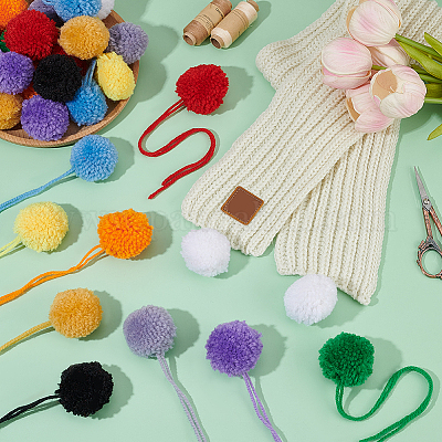 30шт. 10-х цветный полиэстеровый помпоновый шарик&nbsp;DIY-BC0016-45-1