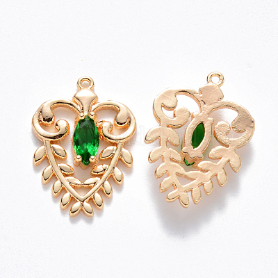 Латунь стекло кулоны&nbsp;KK-T049-057G-03-NF-1