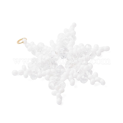 Подвески-снежинки из стеклянных бусин PALLOY-MZ00890-02-1