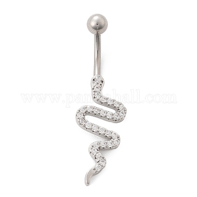 Сплав горный хрусталь змея изогнутая штанга кольца для живота AJEW-R007-03P-04-1