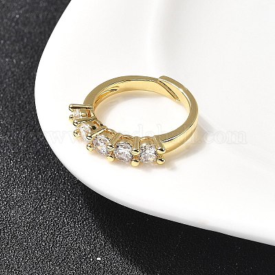 Латунные микро проложить пальцев кольца кубического циркония RJEW-P166-08A-G-1