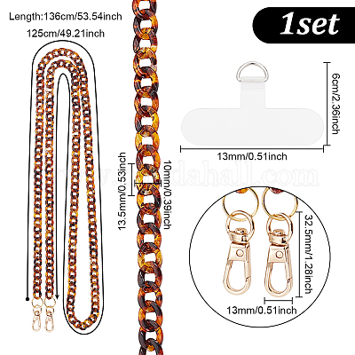 Акриловая цепочка через плечо для мобильного телефона с леопардовым принтом AJEW-AB00179-1