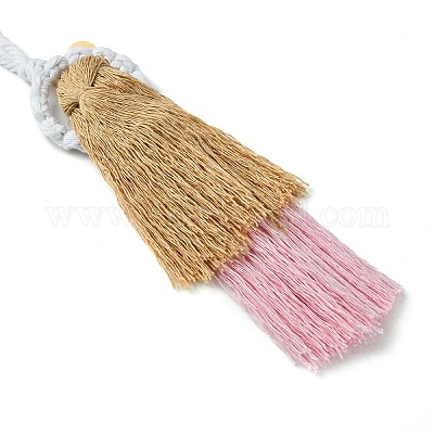 Подвесные украшения из хлопка и макраме ручной работы в виде ангела HJEW-JM02711-02-1