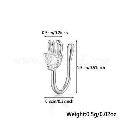 925 кольцо в носу кролика из стерлингового серебра с прозрачным паве из кубического циркония MA2524-12-1