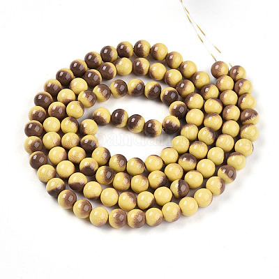 Выпечка окрашенные стеклянные бусины пряди DGLA-N012-8mm-09-1