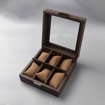 6-слотовый ретро-плотный картон и футляры для часов из искусственной кожи с видимыми окнами&nbsp;ODIS-WH0078-28A-1