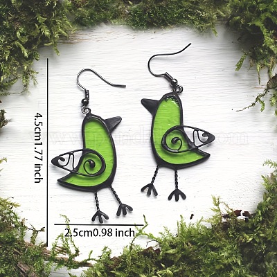 Серьги-подвески из сплава с птицами и смолой FS-WG8BC40-01-1