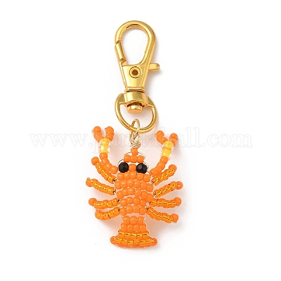 Подвесные украшения из стеклянных бусин в виде раков HJEW-MZ00352-02-1