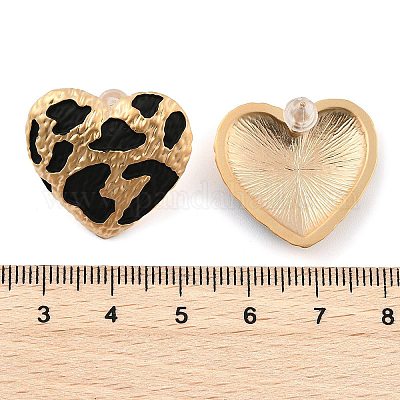 Леопардовый принт латунные эмалевые серьги-гвоздики для женщин EJEW-U055-15C-G-1