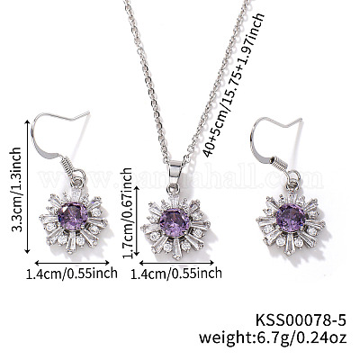 Комплект украшений в виде цветов из латунных стразов EH2755-4-1