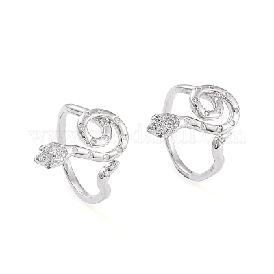 Латунные кольца из манжеты с прозрачным цирконием RJEW-P015-05-1