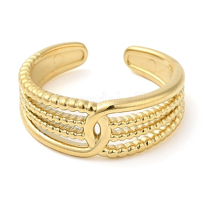 Открытое полое кольцо-манжета из нержавеющей стали 304 для женщин RJEW-I098-28G-1