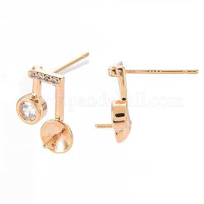 Серьги из латуни с микропейвом и прозрачным фианитом KK-T062-230G-NF-1