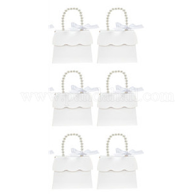 Подарочная коробка из бумаги трапециевидной формы с пластиковыми ручками под жемчуг CON-WH0092-65A-1