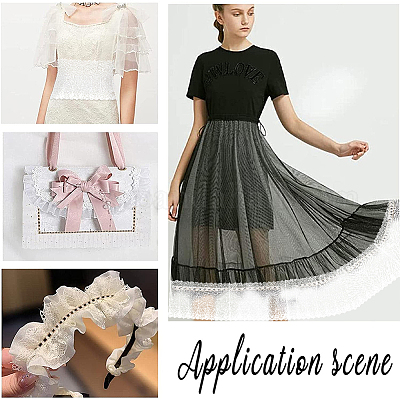 Сетка из полиэстера и тюля с цветочным узором DIY-WH0308-323B-1