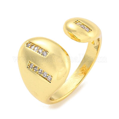 Открытая манжета из латуни с микропаве из прозрачного кубического циркония для женщин RJEW-M173-02A-G-1