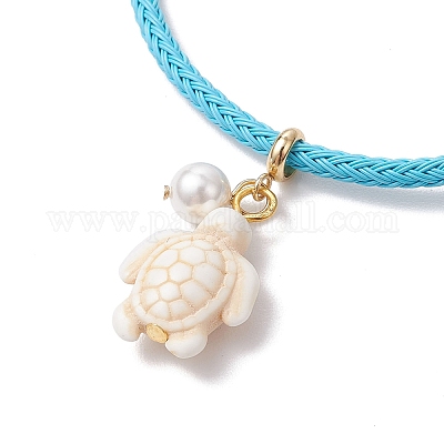 Браслеты с подвесками из окрашенной синтетической бирюзы BJEW-JB11827-1