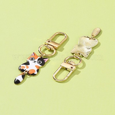 Украшения с подвеской из эмали из сплава кошки HJEW-FZ00010-1