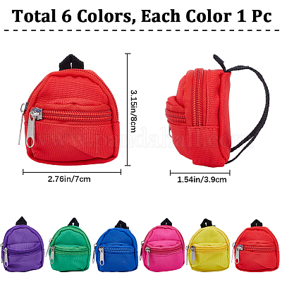 6 шт. 6 цвета повседневный мини-рюкзак для куклы из ткани AJEW-GF0008-36A-1