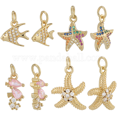 12шт 4 стиля латунные подвески с микропаве и кубическим цирконием KK-BBC0019-51-1