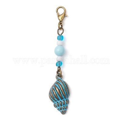 Подвеска с подвесками и стеклянными бусинами на морскую тематику HJEW-JM03158-05-1