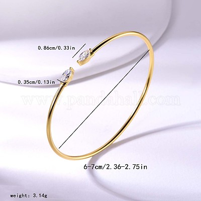 S925 серебряный открытый браслет-манжета для женщин минималистичные украшения из циркония золотистый тон PC3874-1