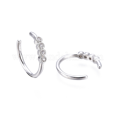 Латунные серьги-манжеты из прозрачного кубического циркония EJEW-I249-13P-1