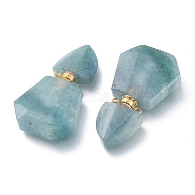 Граненый натуральный зеленый кварц открывающиеся подвески для флаконов духов G-M357-01B-G-01-1