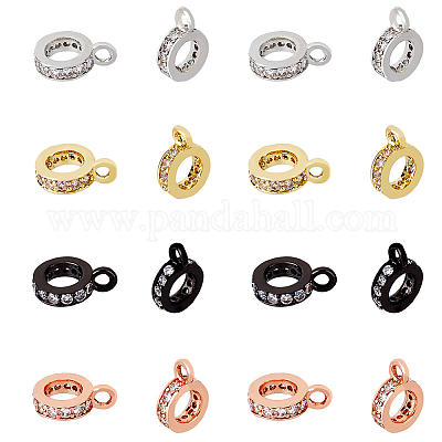 16 шт. 4-х цветные латунные микрофибровые трубчатые дужки с кубическим цирконием ZIRC-HY0001-09-1