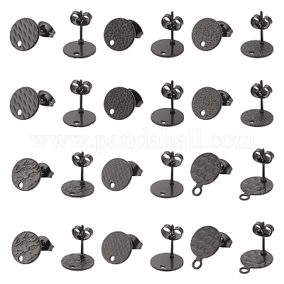 24 шт. 6 плоских круглых серег с текстурированной фурнитурой из нержавеющей стали 304 STAS-UN0027-38-1