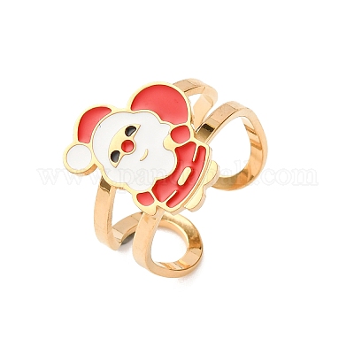 Кольца-манжеты из нержавеющей стали 304 с эмалью для женщин RJEW-Z116-01G-01-1