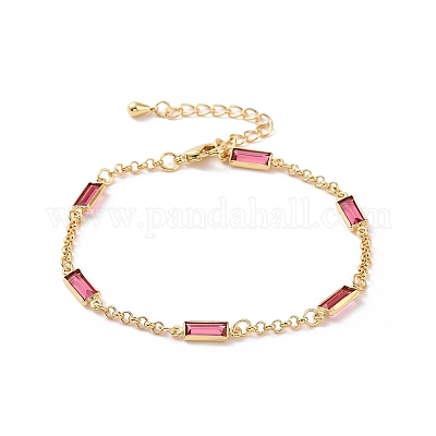 Прямоугольные браслеты-цепочки из кубического циркония BJEW-G654-02G-01-1