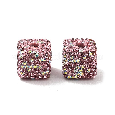Бусины из полимерной глины в форме куба со стразами CLAY-NH0001-08K-1
