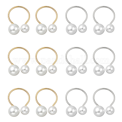 12 шт. 2-х цветные кольца из искусственного жемчуга из смолы RJEW-GO0001-07-1