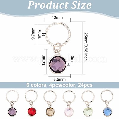 24шт 6 цвета латунные стеклянные дреды бусины OHAR-AB00011-1