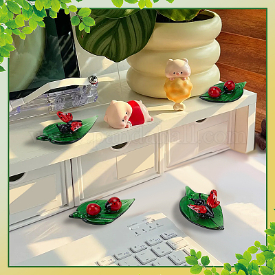 4 шт. 2 стиля листовых украшений ручной работы в технике лэмпворк&nbsp;AJEW-PH0007-69-1