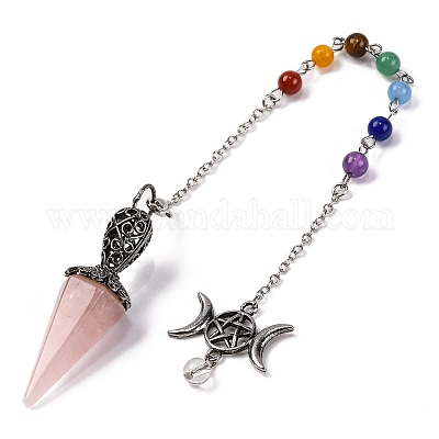 Биолокационные маятники из натурального розового кварца с заостренным шестиугольным конусом G-Q184-03G-AS-1