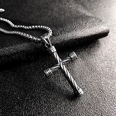 Мужские ожерелья с подвеской-крестом из нержавеющей стали 304 в стиле ретро-рок-панк DN2832-1