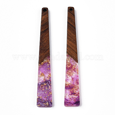 Большие подвески из прозрачной смолы и орехового дерева RESI-N039-68F-1