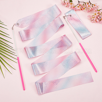 Поликоттоновые танцевальные ленты с палочкой AJEW-WH0347-35-1