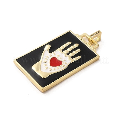 Подвеска из латуни микропаве с фианитами и эмалью KK-H458-02G-J01-1