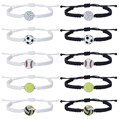 10шт 10 стиля сплава спортивные браслеты с шариками BJEW-GA0001-21-1