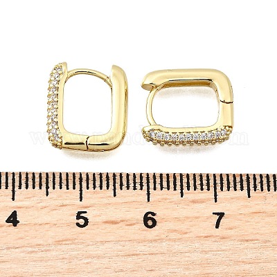 Латунные серьги-кольца из прозрачного кубического циркония EJEW-Z121-10G-1