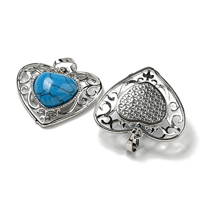 Синтетические подвески в форме сердца с синим бирюзовым персиком и любовью G-G158-01F-1