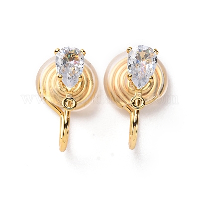 Фурнитура для ушей из латуни с микропаве из кубического циркония KK-F898-15F-G-1