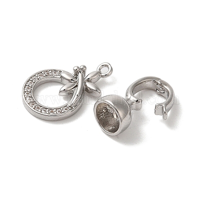 Стрекоза латунная микропаве прозрачный кубический цирконий складные застежки KK-A227-33P-1