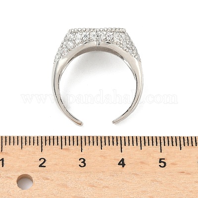 Кольца-манжеты в форме сердца из латуни с микропаве из кубического циркония для женщин RJEW-A069-11P-1