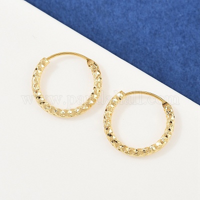 Фактурные серьги-кольца из латуни EJEW-F378-03B-G-1