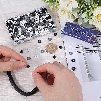 3 нить 3 цвета плоские круглые бусины ручной работы из полимерной глины CLAY-SC0001-68A-1